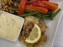 I thought the whole sea bass dish was excellent. More vegetables than expected and I appreciated the sauce being on the side so I could choose how much I wanted. Soo happy with my choice.