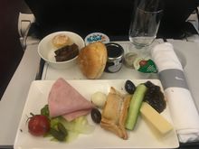 LGW Band 2 Afternoon Tea flight - the LGW ploughmans is still a sad plate, though at least scones have returned. The butter is English and salted, for those interested in such things.