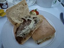 Steak sandwich; delicious, not too oily.
