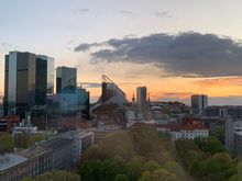 City center and old town at sunset