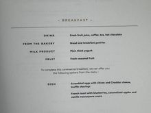 Breakfast menu