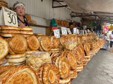 Kyrgyz Lepyoshka Bread at Osh Bazaar.