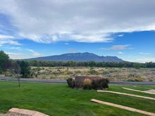 View to Sandia mountains from dinner