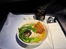 Bonus: pork noodles from the anytime menu on SQ21(EWR-SIN): this was actually delicious with a rich broth, nicely cooked noodles, and extremely tasty pork belly. Still not enough to overcome the horrible main courses.
