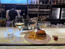 Burger in the CCR. I had time for just one bite before leaving!
