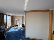 Partition closed at max reach (so not fully seperation of true 1 bedroom suite'
) 