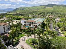 View on the spa, gym, its pool and the parking garage 
