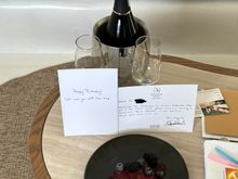 Bottle of Prosecco and chocolate cake for a birthday stay at the Mystique in Santorini. We also received several treats in our room along with other glasses of wine. It was one of the most fantastic hotel stays we’ve ever experienced. 