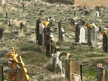 Graveyard adorned with Ram horns