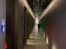 The line of restrooms in the Club