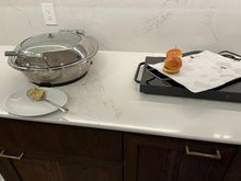 Two forlorn sliders and a dish of ambiguous pasta. 