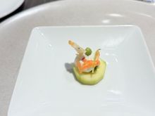 Amuse bouche: cucumber with crostini; meh