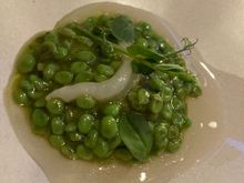 Maresme peas, cod brandade and tripe and ham broth
Pèsol del Maresme, brandada i tripes de bacallà i brou de pernil
Guisante del Maresme, brandada y tripitas de bacalao y caldo de jamón