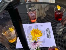 clockwise from left:
G&T
Plum Gin & Tonic
Plum Aperitivo (plum gin + Sanbitter aperitif)
Negroni
