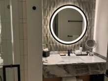 King bathroom, shower on left, toilet to right.