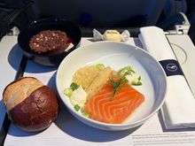 The smoked salmon was very good. The other choice was goat cheese.
