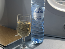 It was actually champagne (drinkable, but nothing special, did not take note of the name).