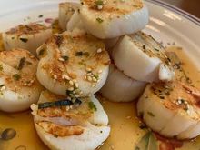 Seared dayboat scallops with ponzu and furikake