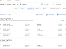Google Flights example for trip to MLE