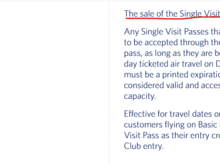 No single-use passes for Sky Club