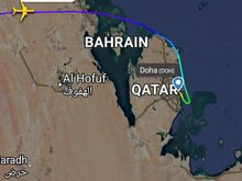 Flightradar24 trace of QR738 approaching Doha