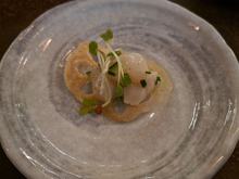 hokkaido scallop tartare | renkon chip, cucumber, aji amarillo

missing picture: palate cleanser | yuzu sorbet