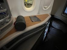 Amenity kit and menu waiting on boarding