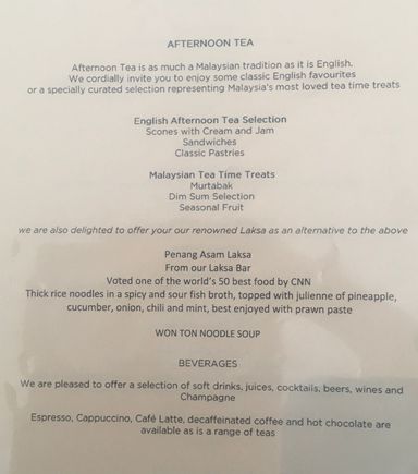This afternoon’s menu.