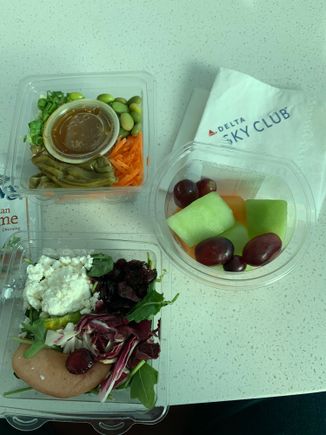 Food available included sandwiches, salads, wraps, yogurt and fruit and cheese