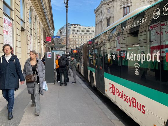 Behind the hotel, next to the hotel is the direct bus to CDG airport