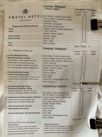 Laundry pricing list 