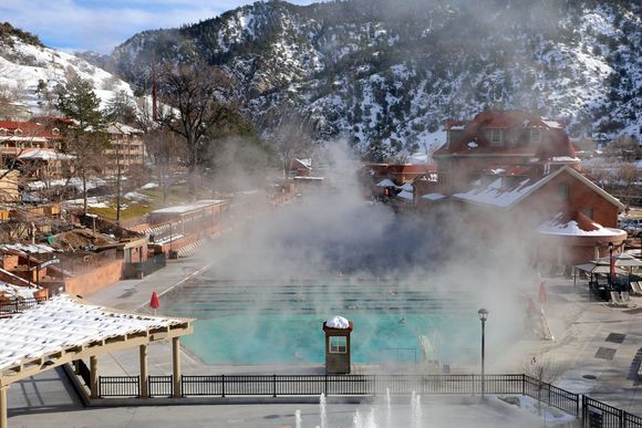 The world's largest hot springs pool - rest point half way through travelling from Chicago to San Francisco by train