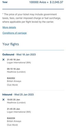 BOS-LHR-BOS on a US Account