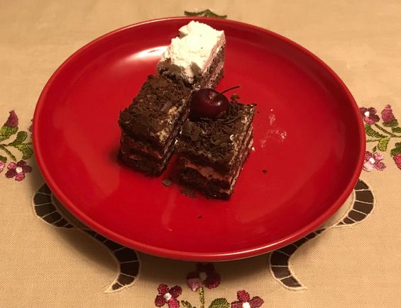 Black Forest and pulot hitam ( black rice ) cakes