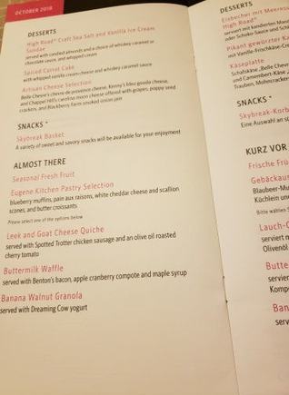 Desserts and Pre-Arrival Choices