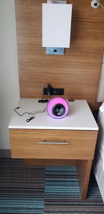 External speaker feature looked promising, though I didn't use it. Bright, rotating colors seemed a problem for sleeping, but I stored the device in the drawer for the night and all was well! 