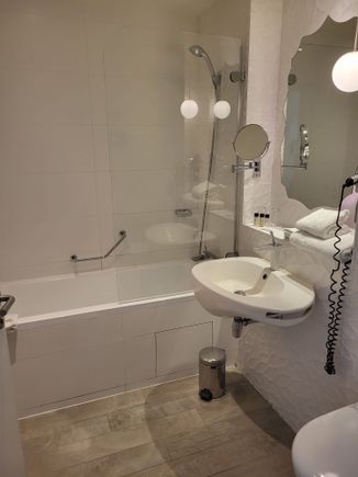 The bathroom.