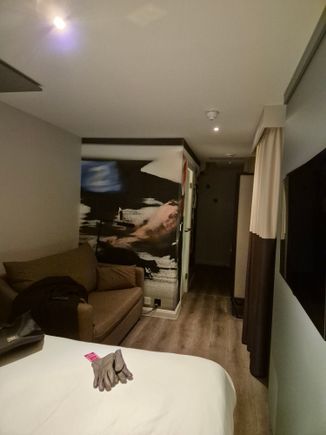 Long narrow room. Bit odd tho the sofa was comfy 