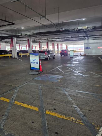 They have dedicated areas for Uber and Lyft. For me a Lyft as I get Hilton Points and is mostly cheaper than Uber