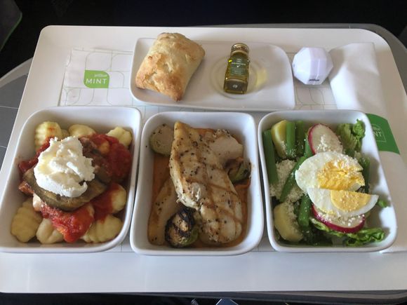Gnocchi, chicken, salad