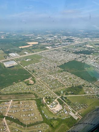 Just part of the massive Camp Scholler camping area with RVs, caravans and tents. Around 18000 pitches during the week of Air Venture