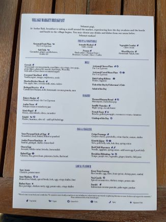Breakfast food menu