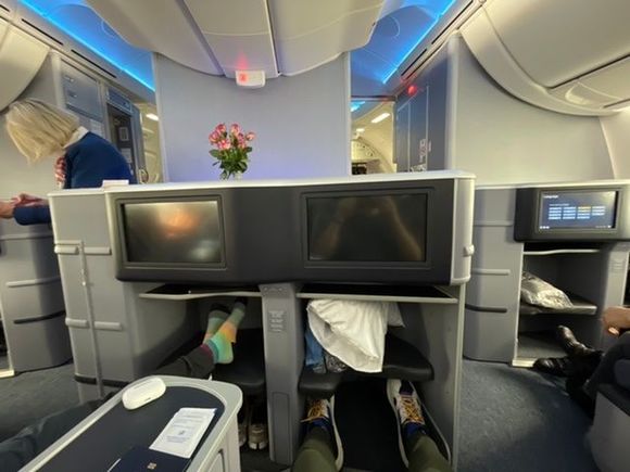 Flowers, not sure why. Seats 1C & 1D.