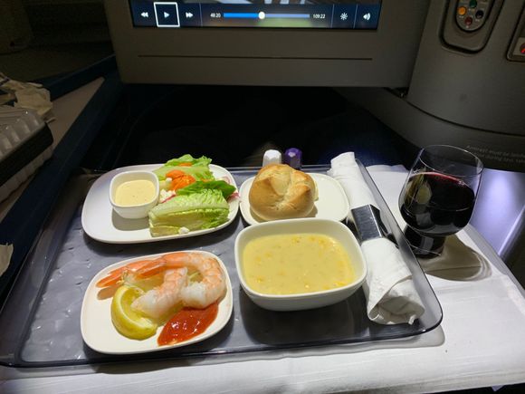 Corn chowder was tasty. The salad was underwhelming 