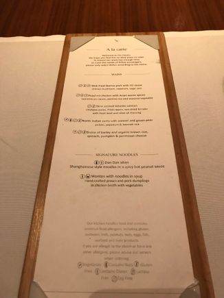 The Wing F menu September 2018