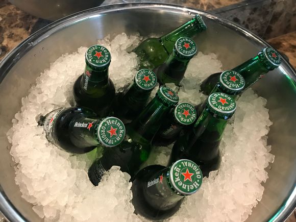 Heineken beers
(A downgrade as during the oandemic they also served Belgian beers)
