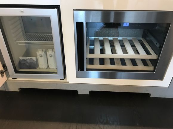 Minibar and wine fridge