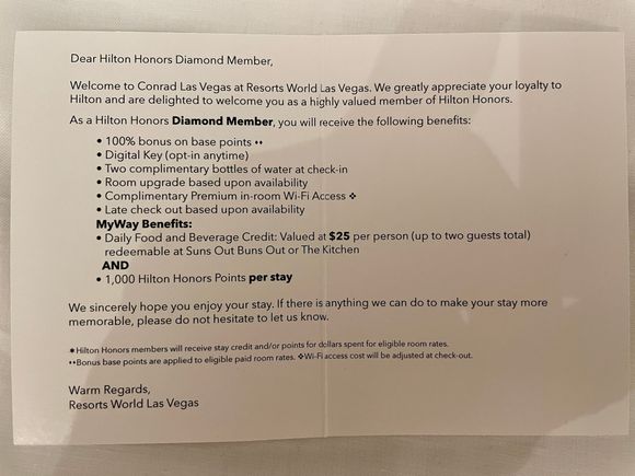 Diamond benefits at Conrad RWLV