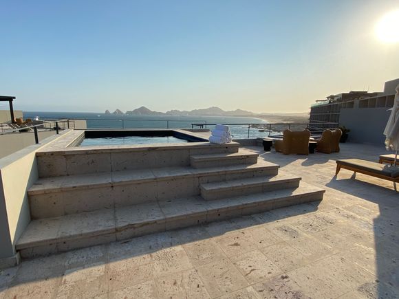 Plunge pool - probably can hold 8-10 people seated 