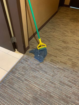 A mop on the hallway carpet for over a day